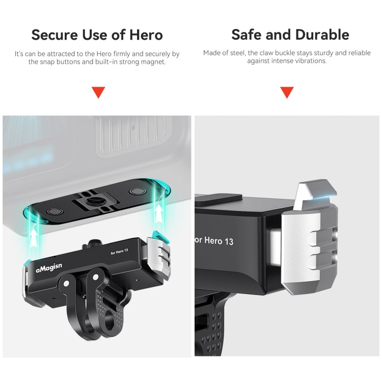 Adaptador de interfaz dual con base de liberación rápida magnética de metal aMagisn para GoPro HERO13 Black, For GoPro HERO13 Metal