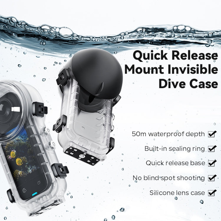 Funda protectora impermeable aMagisn para Insta360 X4 de 50 m de profundidad, de liberación rápida, invisible y para buceo, Waterproof Case