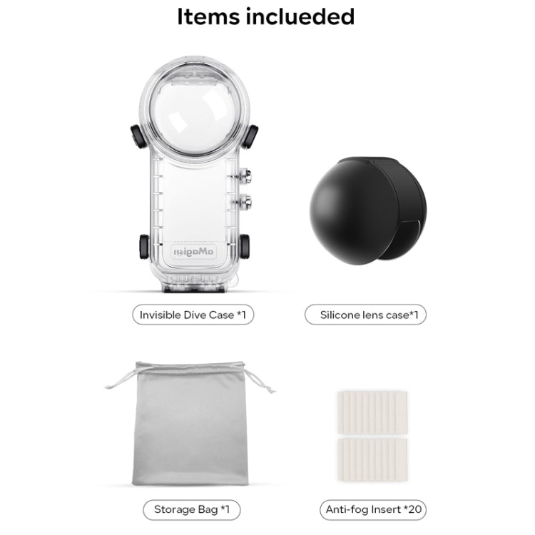Funda protectora impermeable aMagisn para Insta360 X4 de 50 m de profundidad, de liberación rápida, invisible y para buceo, Waterproof Case