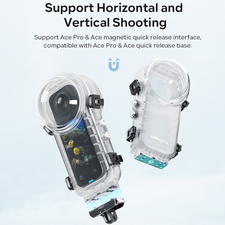 Funda protectora impermeable aMagisn para Insta360 X4 de 50 m de profundidad, de liberación rápida, invisible y para buceo, Waterproof Case