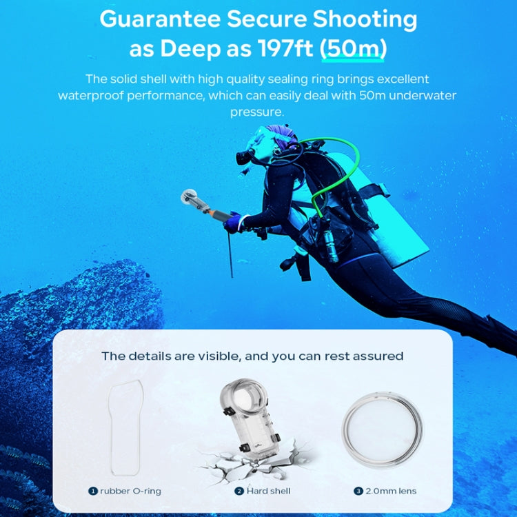 Funda protectora impermeable aMagisn para Insta360 X4 de 50 m de profundidad, de liberación rápida, invisible y para buceo, Waterproof Case