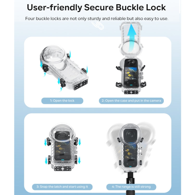 Funda protectora impermeable aMagisn para Insta360 X4 de 50 m de profundidad, de liberación rápida, invisible y para buceo, Waterproof Case