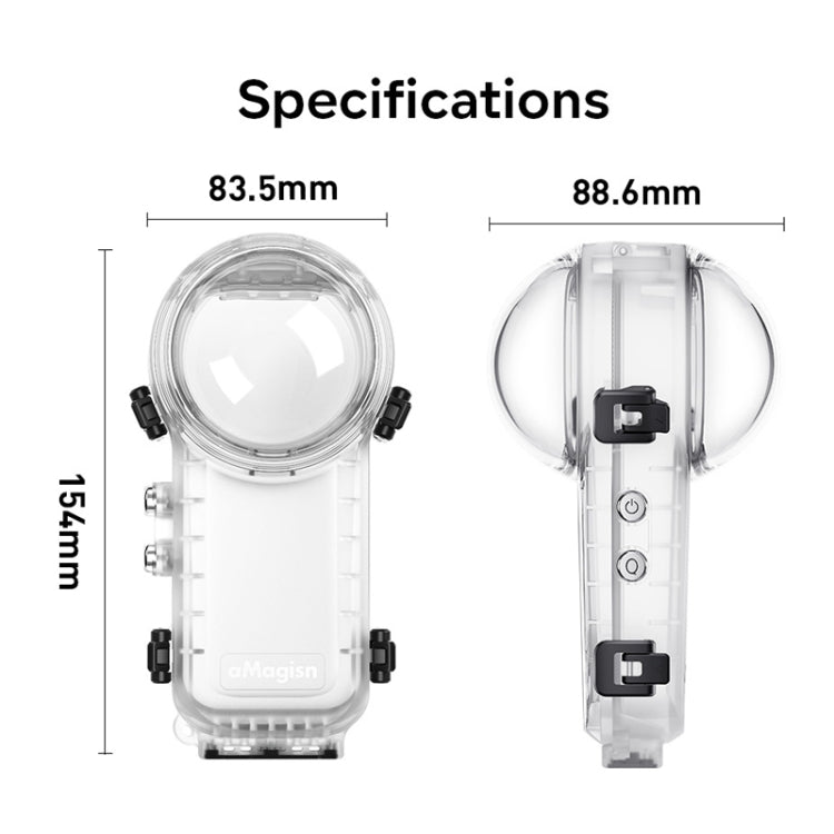 Funda protectora impermeable aMagisn para Insta360 X4 de 50 m de profundidad, de liberación rápida, invisible y para buceo, Waterproof Case