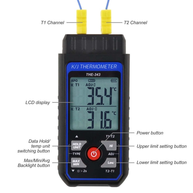 Medidor electrónico de temperatura con sonda de contacto de alta precisión industrial tipo K