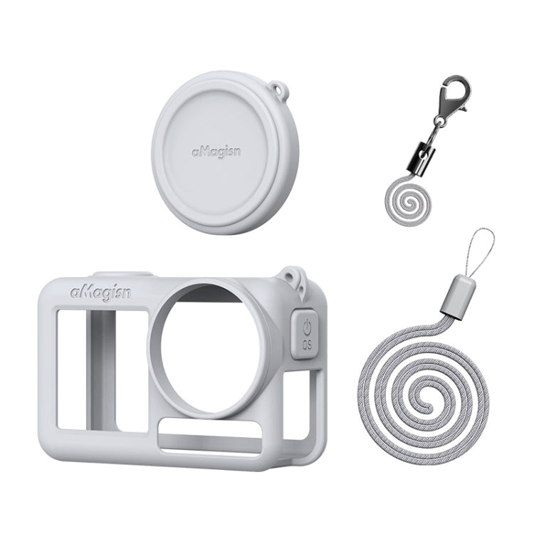 Estuche protector de silicona aMagisn con cordón y tapa de lente para DJI Osmo Action 5 Pro