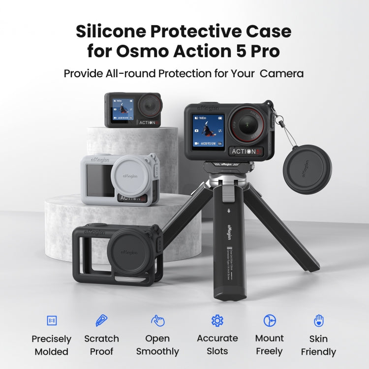 Estuche protector de silicona aMagisn con cordón y tapa de lente para DJI Osmo Action 5 Pro