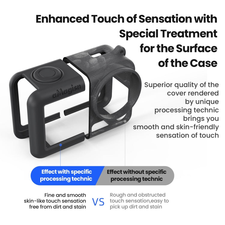 Estuche protector de silicona aMagisn con cordón y tapa de lente para DJI Osmo Action 5 Pro