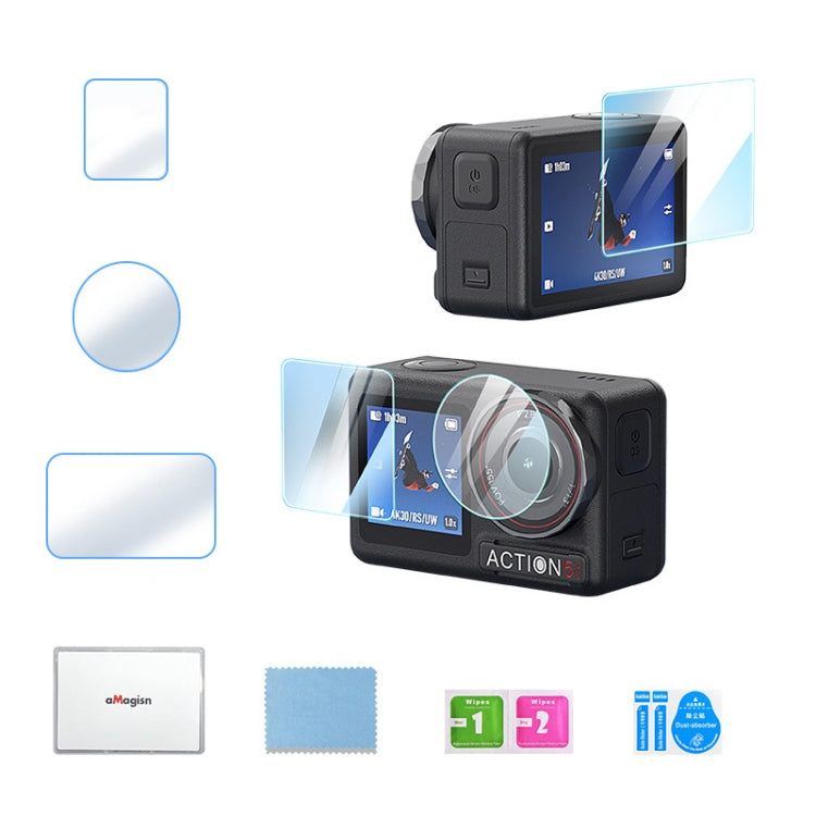 Juego de vidrio templado de dureza 9H aMagisn para DJI Osmo Action 5 Pro, Package A, Package B