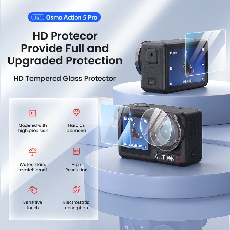 Juego de vidrio templado de dureza 9H aMagisn para DJI Osmo Action 5 Pro, Package A, Package B