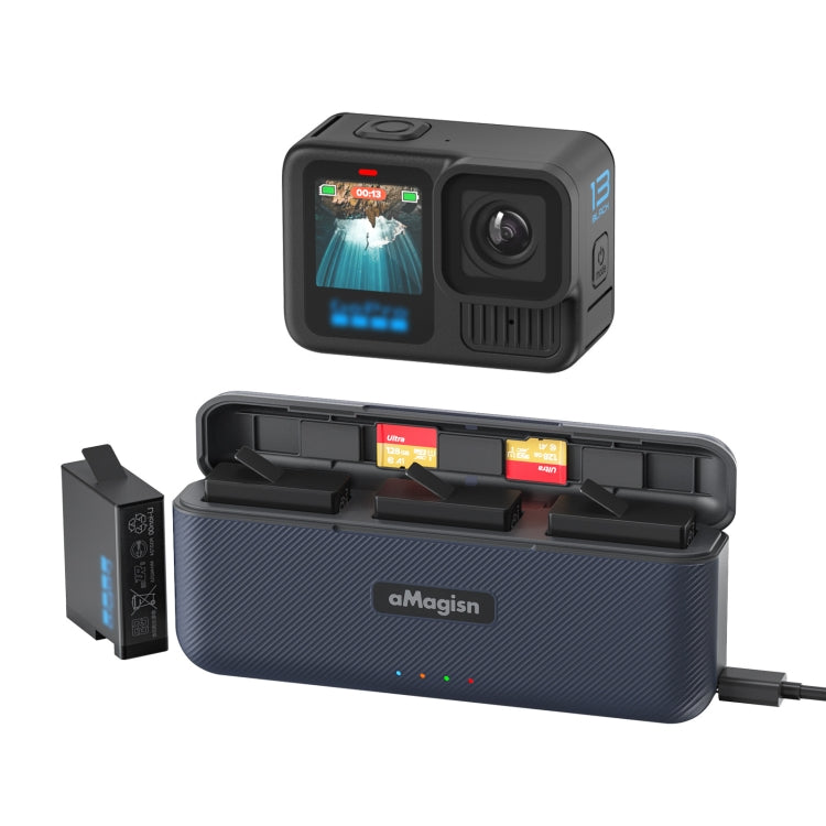 Estuche de carga de triple ranura para batería aMagisn para GoPro HERO13 Black, For GoPro HERO13