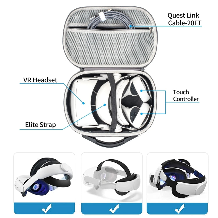 DEVASO - Estuche organizador de gran capacidad para transporte y protección para Meta Quest 3S/3/2/Pro/Pico 4