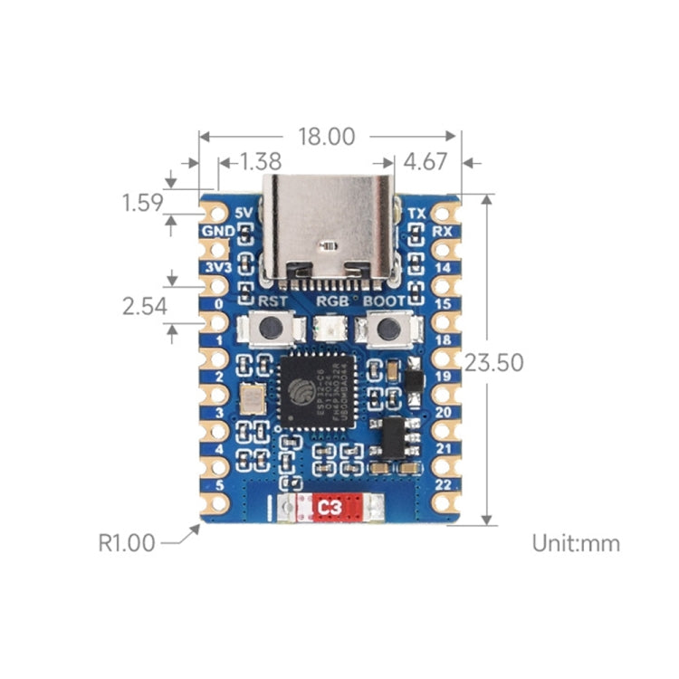 Placa de desarrollo de procesador dual Waveshare ESP32-C6 Mini WiFi 6 y Bluetooth 5, Zero, Zero-M