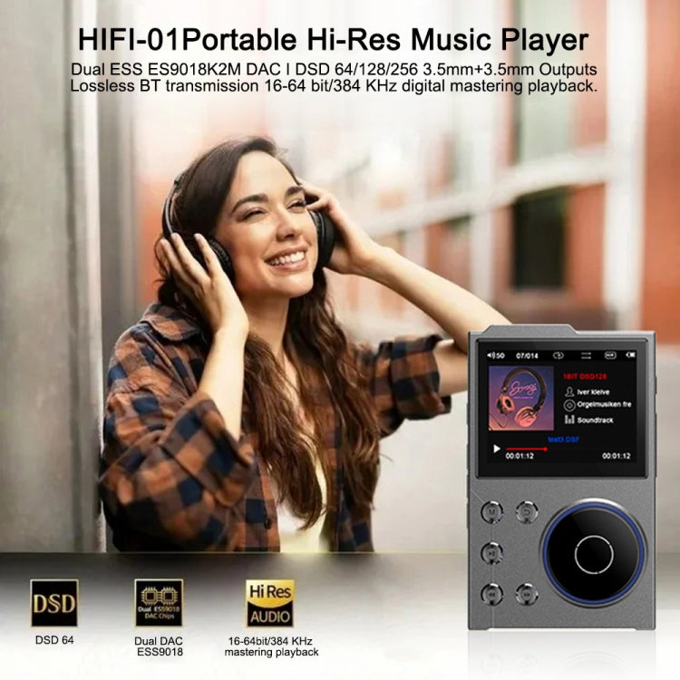 Reproductor de música HIFI Bluetooth de 2,4 pulgadas DSD256 con calidad de sonido masterizada Walkman, 16GB, 16GB+8GB, 16GB+16GB, 16GB+32GB