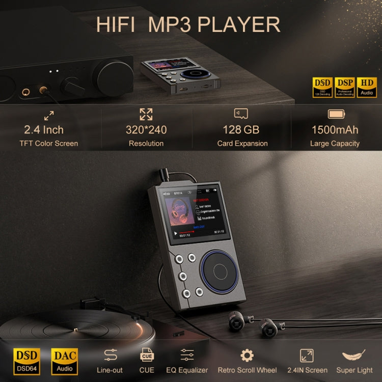 Reproductor de música HIFI Bluetooth de 2,4 pulgadas DSD256 con calidad de sonido masterizada Walkman, 16GB, 16GB+8GB, 16GB+16GB, 16GB+32GB