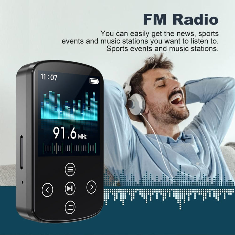 Reproductor de música MP3 con Bluetooth, clip deportivo de alta fidelidad, pantalla táctil, MP4, No TF Card, 8GB, 16GB, 32GB, 64GB, 128GB