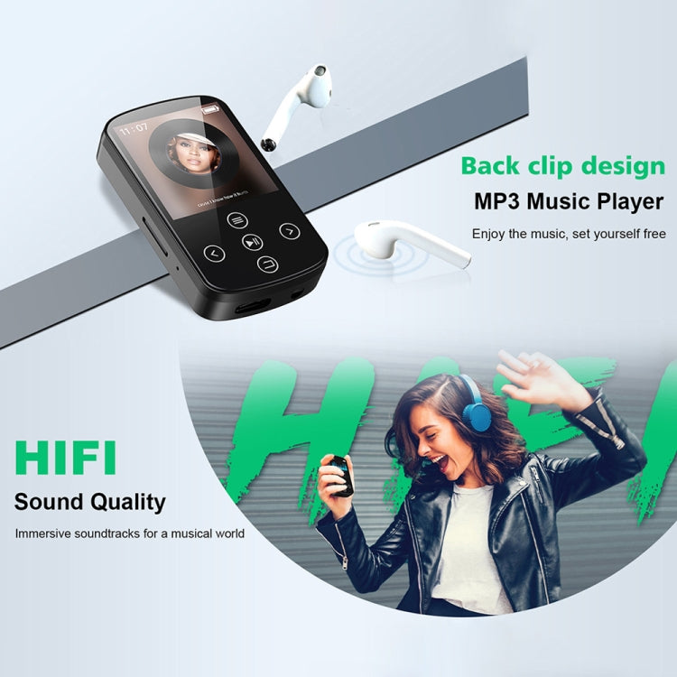 Reproductor de música MP3 con Bluetooth, clip deportivo de alta fidelidad, pantalla táctil, MP4, No TF Card, 8GB, 16GB, 32GB, 64GB, 128GB