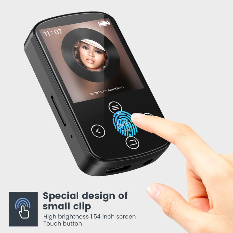 Reproductor de música MP3 con Bluetooth, clip deportivo de alta fidelidad, pantalla táctil, MP4, No TF Card, 8GB, 16GB, 32GB, 64GB, 128GB