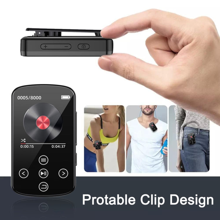 Reproductor de música MP3 con Bluetooth, clip deportivo de alta fidelidad, pantalla táctil, MP4, No TF Card, 8GB, 16GB, 32GB, 64GB, 128GB