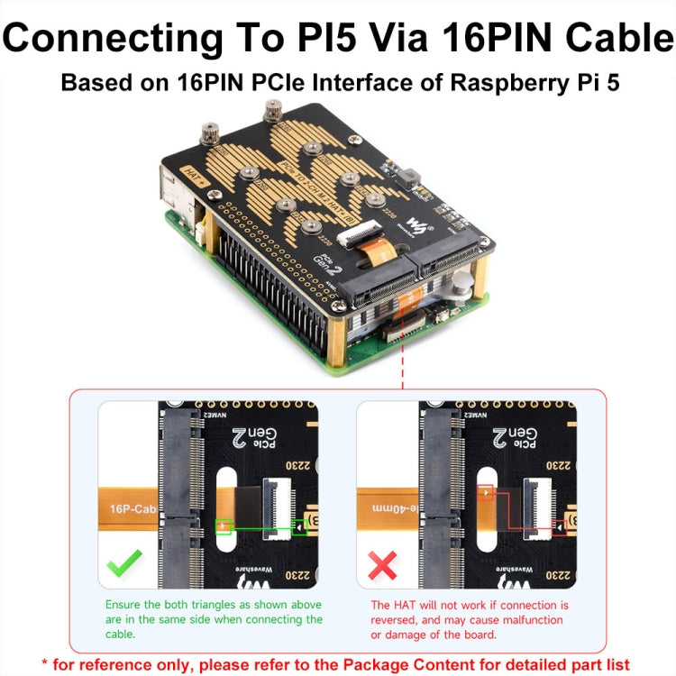 Adaptador PCIe a M.2 de 2 canales de Waveshare para Raspberry Pi 5, tipo B, protocolo NVMe, 27710
