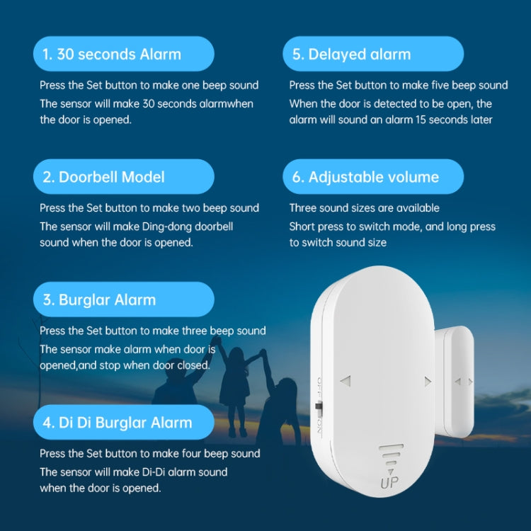 Alarma antirrobo multifuncional de alto decibel para puertas y ventanas del hogar