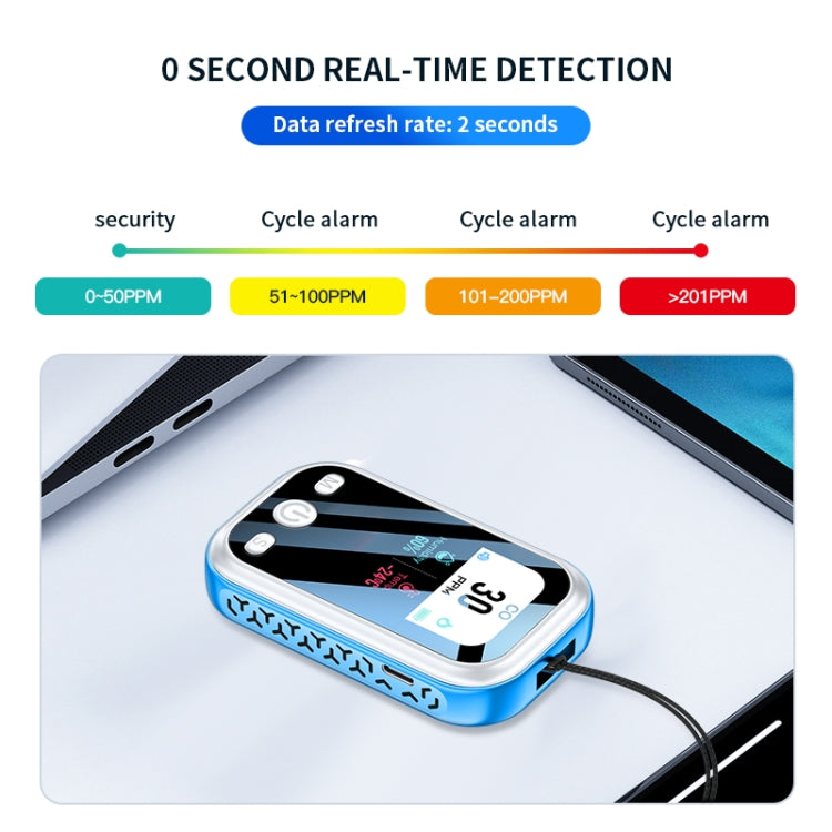 Detector de monóxido de carbono portátil Alarma de detección para exteriores en el hogar, D6 Gray, D6 Blue