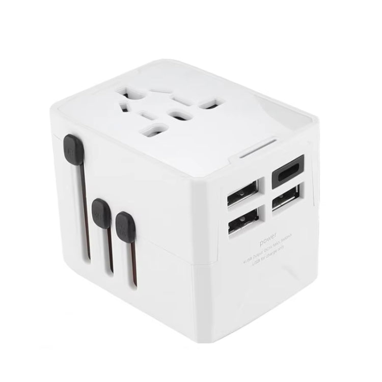 Adaptador de enchufe de viaje internacional con 3 puertos USB y 1 puerto USB-C/Tipo-C Bloque de carga universal, HHT520 Black, HHT520  White