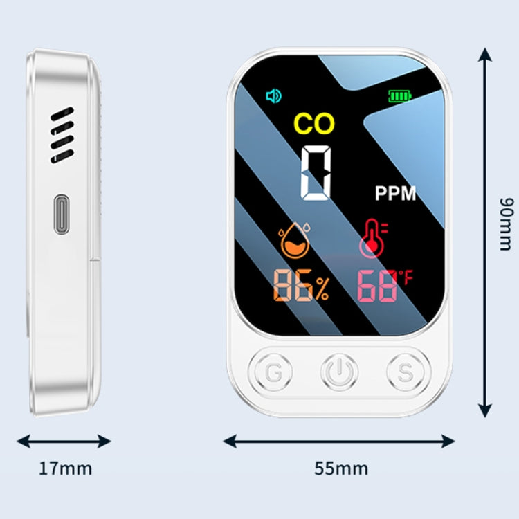 Detector de monóxido de carbono portátil multifuncional 3 en 1