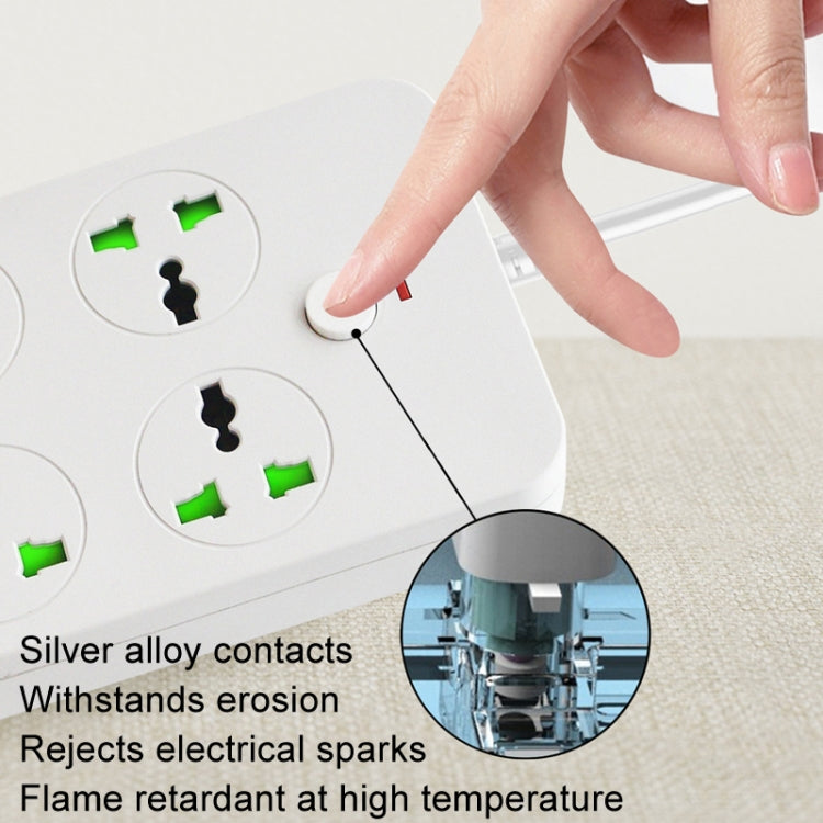 Toma de corriente con protección contra sobrecarga a prueba de rayos, 4 puertos USB, 2 puertos PD y 6 orificios, Black EU Plug, Black US Plug, Black UK Plug, White EU Plug, White US Plug, White UK Plug