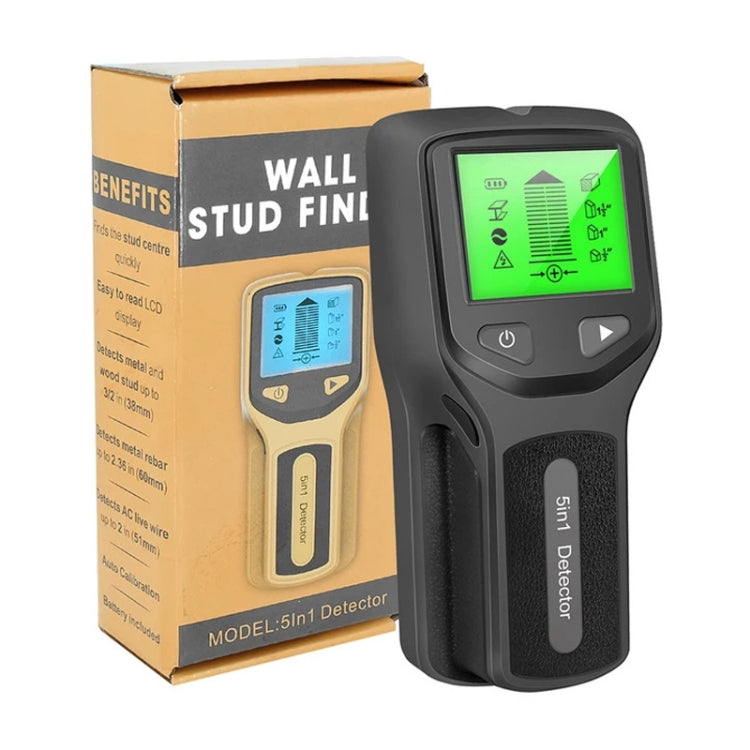 Detector de montantes de pared 5 en 1 HLW330 Detección de cables de CA, corriente de madera, centro de borde y metal, Silver, Orange, Black
