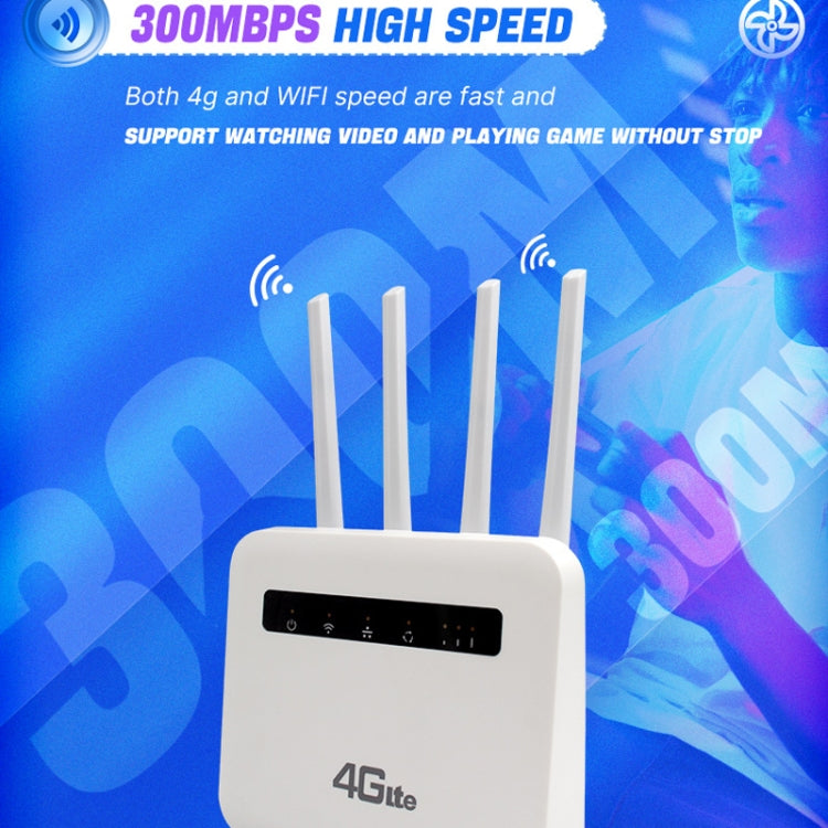 Router inalámbrico enchufable 4G CPE WiFi6, punto de acceso inalámbrico de doble puerto, enchufe de la UE, For European / Asian / African