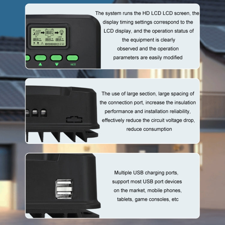 Controlador solar de identificación de iluminación inteligente MPPT de 12 V/24 V y 60 A, CM-D60, CM-D50