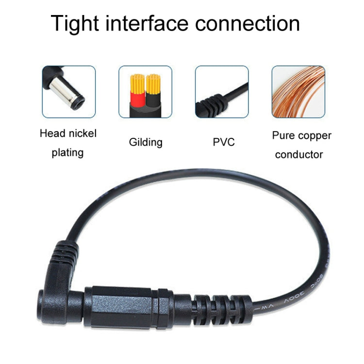 Cable adaptador recto a curvado de 2 piezas CC de 5,5 x 2,1 mm, cable de extensión macho a hembra, B1-2