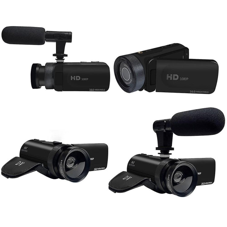 Cámara de video para vlogs con zoom digital de 16 MP y 16 aumentos y pantalla abatible de 2,4 pulgadas, Standard US Plug, Standard EU Plug, Standard UK Plug, Standard AU Plug, With Wide Angle & Mic US Plug, With Wide Angle & Mic EU Plug                ...