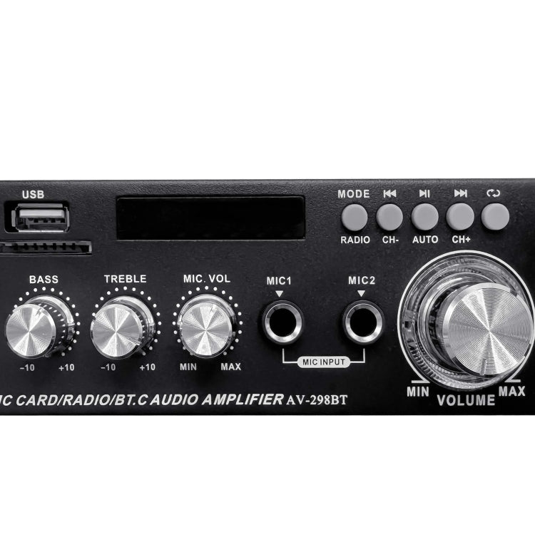 Amplificador estéreo de alta fidelidad AV-298BT 300W+300W Amplificador digital de karaoke para audio doméstico con Bluetooth, EU Plug, US Plug, UK Plug, AU Plug