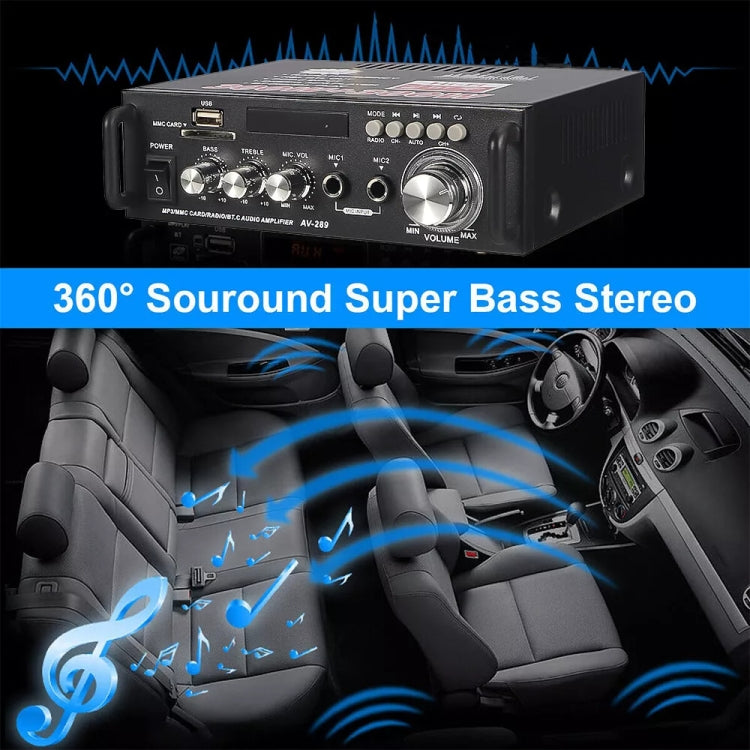 Amplificador estéreo de alta fidelidad AV-298BT 300W+300W Amplificador digital de karaoke para audio doméstico con Bluetooth, EU Plug, US Plug, UK Plug, AU Plug