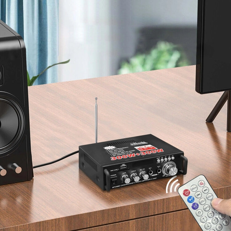 Amplificador estéreo de alta fidelidad AV-298BT 300W+300W Amplificador digital de karaoke para audio doméstico con Bluetooth, EU Plug, US Plug, UK Plug, AU Plug