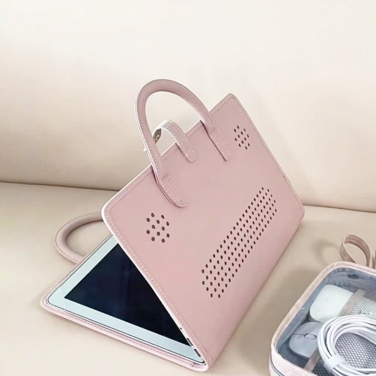 Estuche protector para computadora portátil de PU estilo niña rosa con asa, 14 Inch, 15.6 / 16 Inch