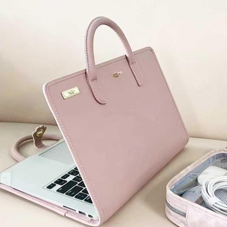Estuche protector para computadora portátil de PU estilo niña rosa con asa, 14 Inch, 15.6 / 16 Inch