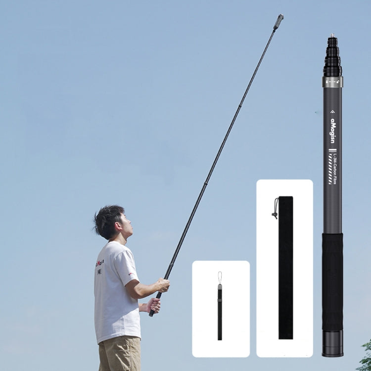 Varilla de extensión para selfies invisible de fibra de carbono de 3 m de aMagisn para cámara de acción