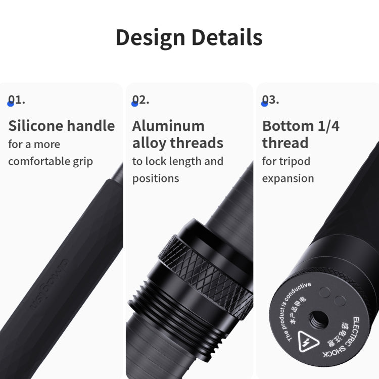 Varilla de extensión para selfies invisible de fibra de carbono de 3 m de aMagisn para cámara de acción