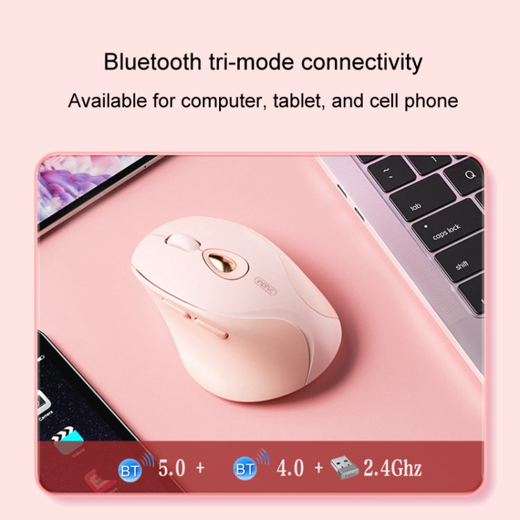 Ratón inalámbrico Inphic DR801 2,4 G + Bluetooth 5.0/4.0 USB Tri-Mode Silencioso Recargable Ratón para juegos para niñas Oficina Hogar