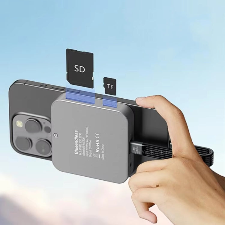 Concentrador magnético 8 en 1 de Blueendless con carcasa SSD M.2 NVMe/SATA (HDMI+PD100W+USB-C/Tipo-C 3.2+USB-A 3.2+SD+TF+AUX), MC906