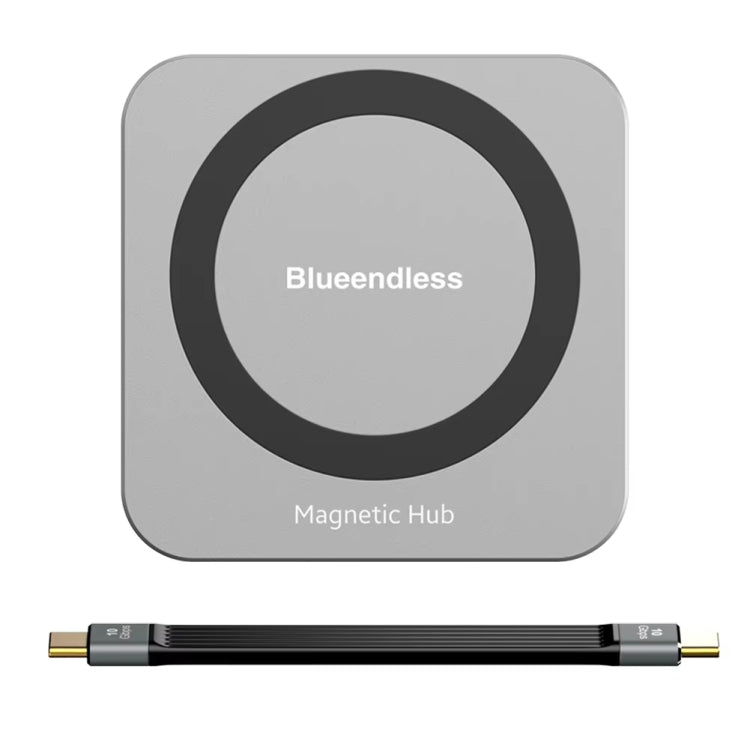 Concentrador magnético 8 en 1 de Blueendless con carcasa SSD M.2 NVMe/SATA (HDMI+PD100W+USB-C/Tipo-C 3.2+USB-A 3.2+SD+TF+AUX), MC906
