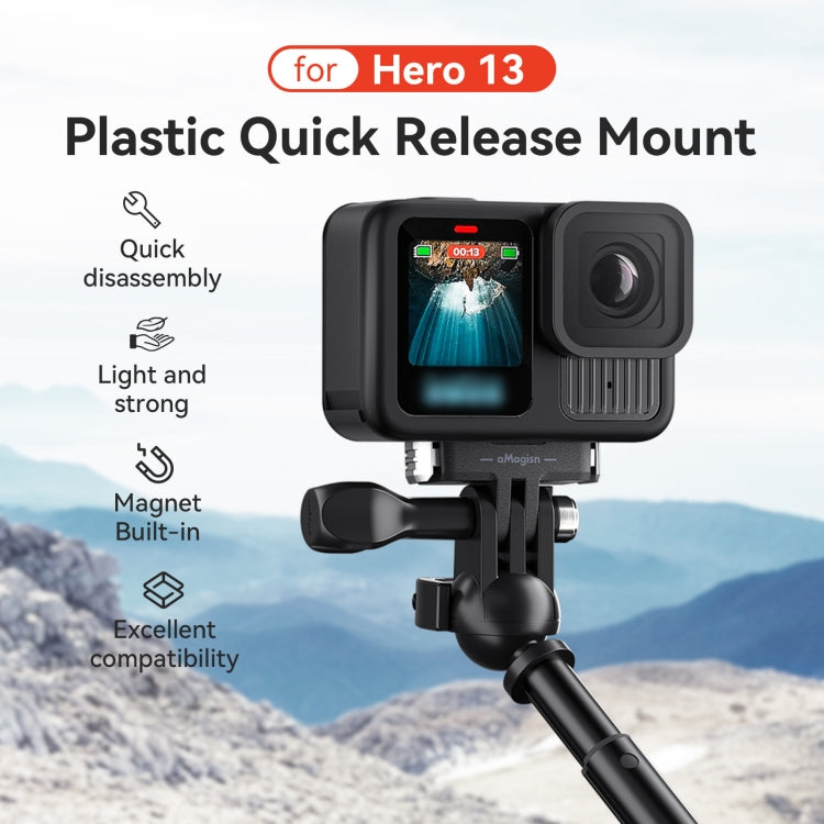 Adaptador de plástico con base de liberación rápida magnética aMagisn para GoPro HERO13 Black, For GoPro HERO13 Plastic