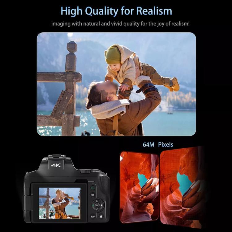 Cámara digital con zoom óptico y pantalla giratoria Ordro 4K Ultra HD, G700