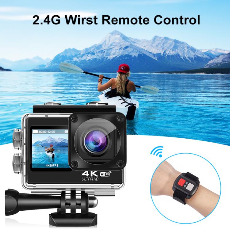 Cámara deportiva con control remoto, pantalla dual, gran angular, EIS, antivibración, táctil, a color, WIFI, Q60TR