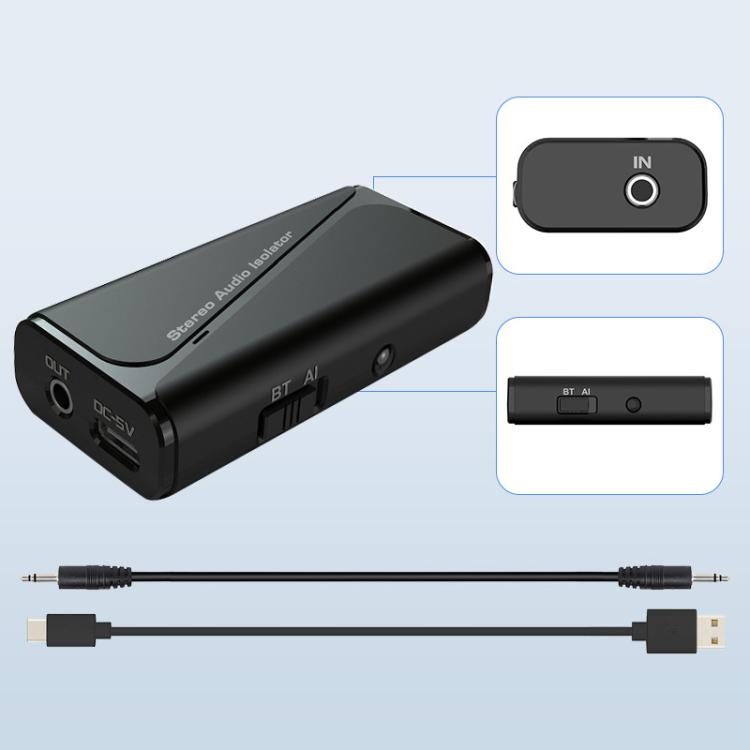 Receptor aislador de tierra común de audio Bluetooth 5.4 Reductor de ruido antiinterferencias, M29