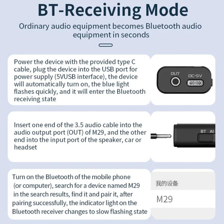 Receptor aislador de tierra común de audio Bluetooth 5.4 Reductor de ruido antiinterferencias, M29