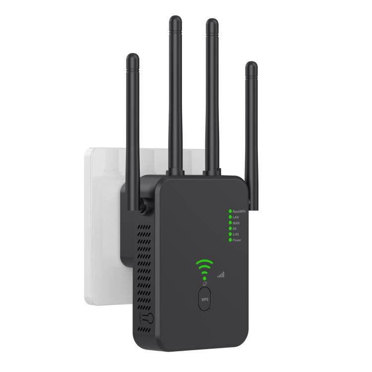 Repetidor inalámbrico Urant U10 de 1200 Mbps, 2,4 G y 5,8 G, amplificador de señal WiFi con 4 antenas, US Plug Black, US Plug White, EU Plug Black, EU Plug White, UK Plug Black, UK Plug White