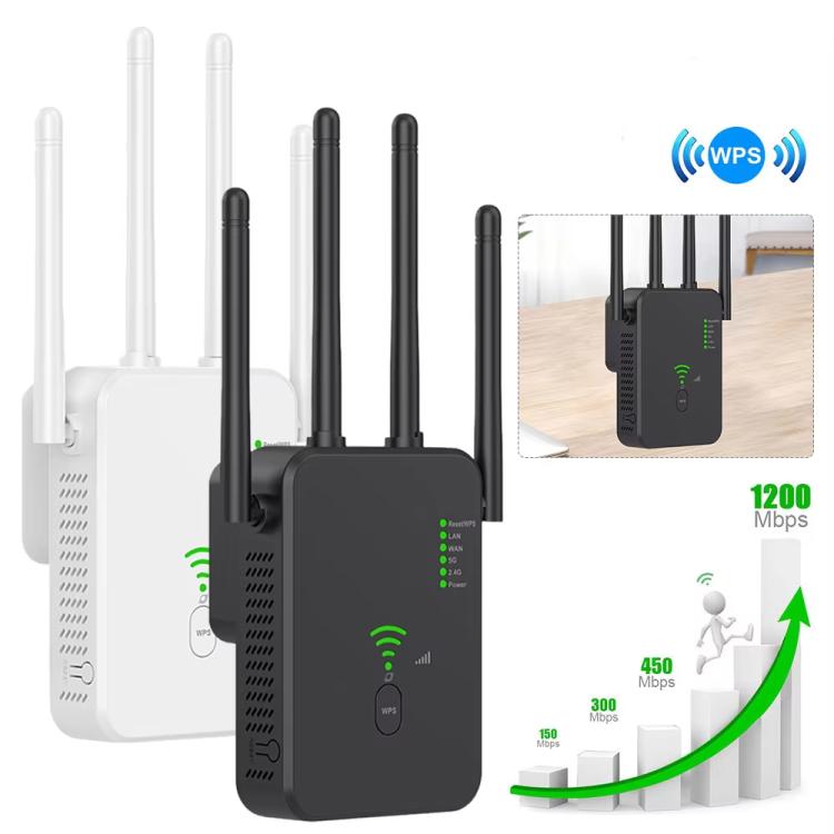Repetidor inalámbrico Urant U10 de 1200 Mbps, 2,4 G y 5,8 G, amplificador de señal WiFi con 4 antenas, US Plug Black, US Plug White, EU Plug Black, EU Plug White, UK Plug Black, UK Plug White